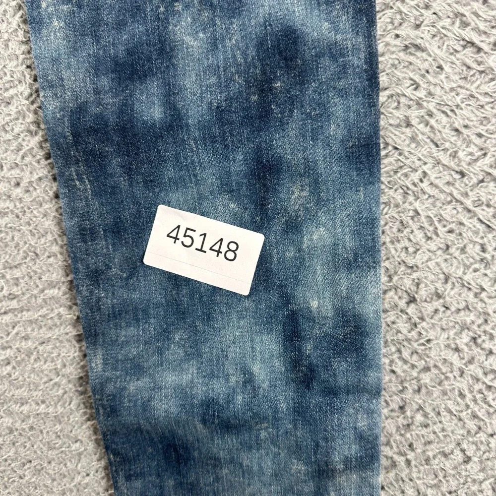 Jeep Legendary Jeans Men 30x28 Blue Denim Tapered Faded Biker Stretch Patchwork‎